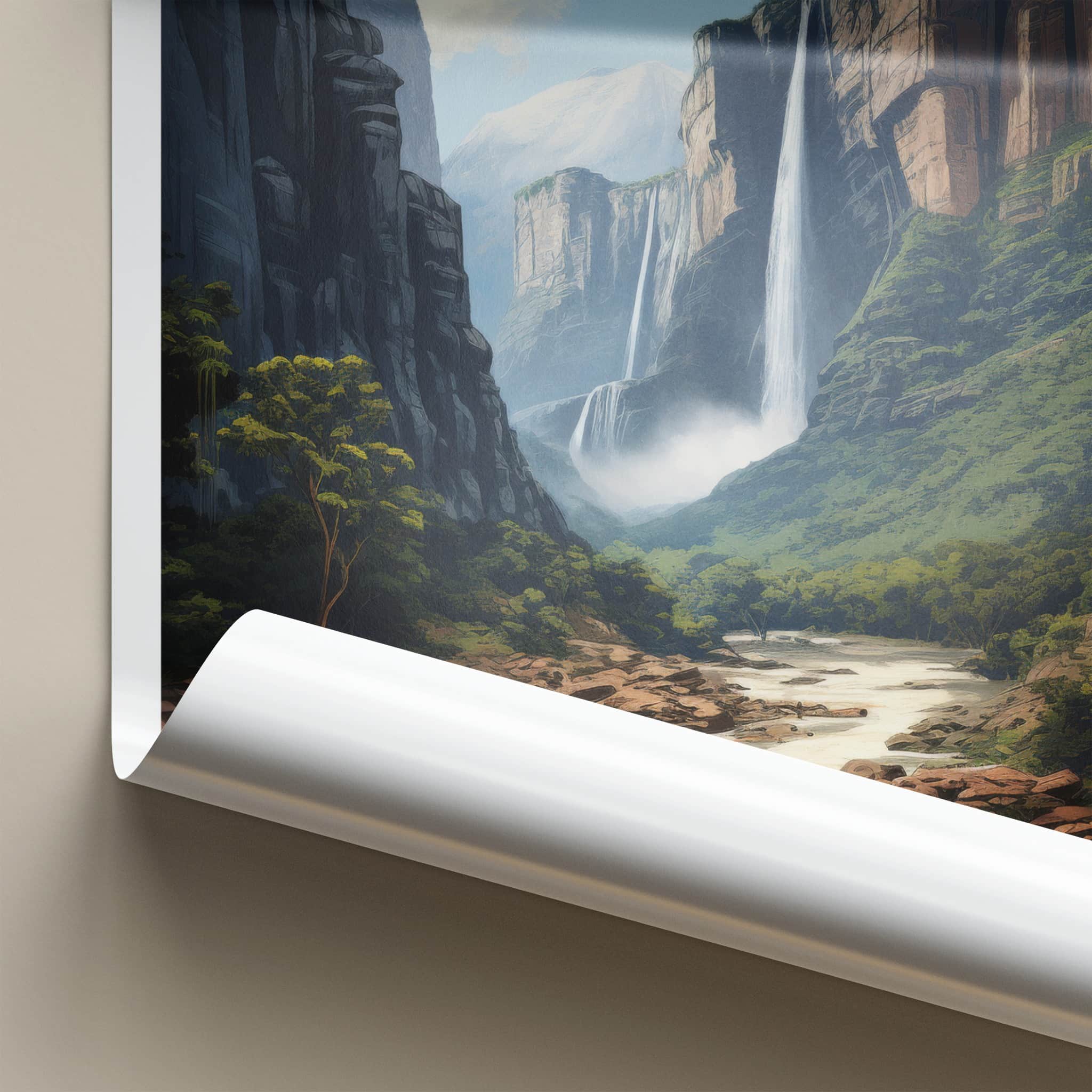 Angel Falls Poster - Venezuela Travel Art - Towering Cliffs Waterfalls Home Decor