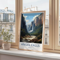 Angel Falls Poster - Venezuela Travel Art - Towering Cliffs Waterfalls Home Decor