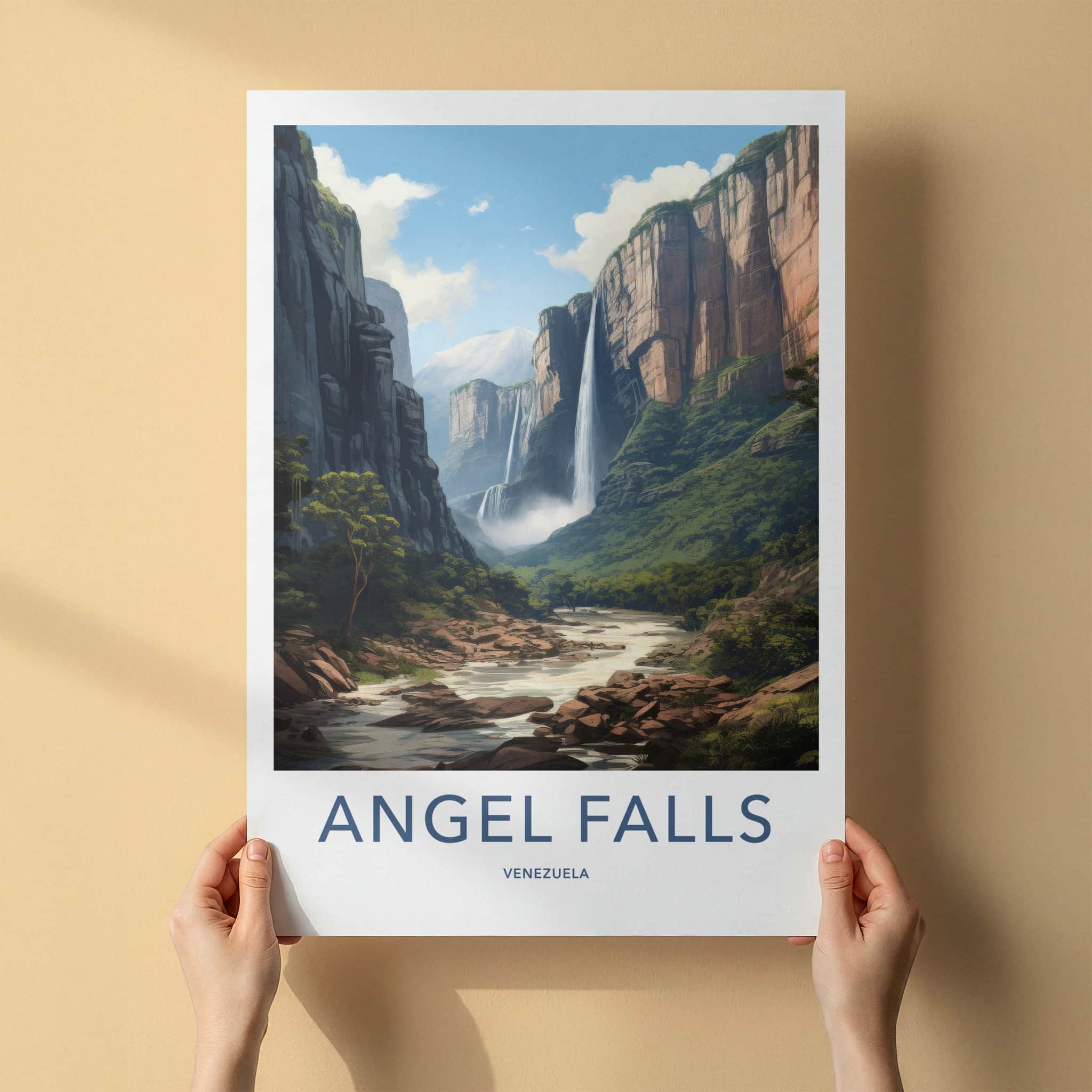 Angel Falls Poster - Venezuela Travel Art - Towering Cliffs Waterfalls Home Decor