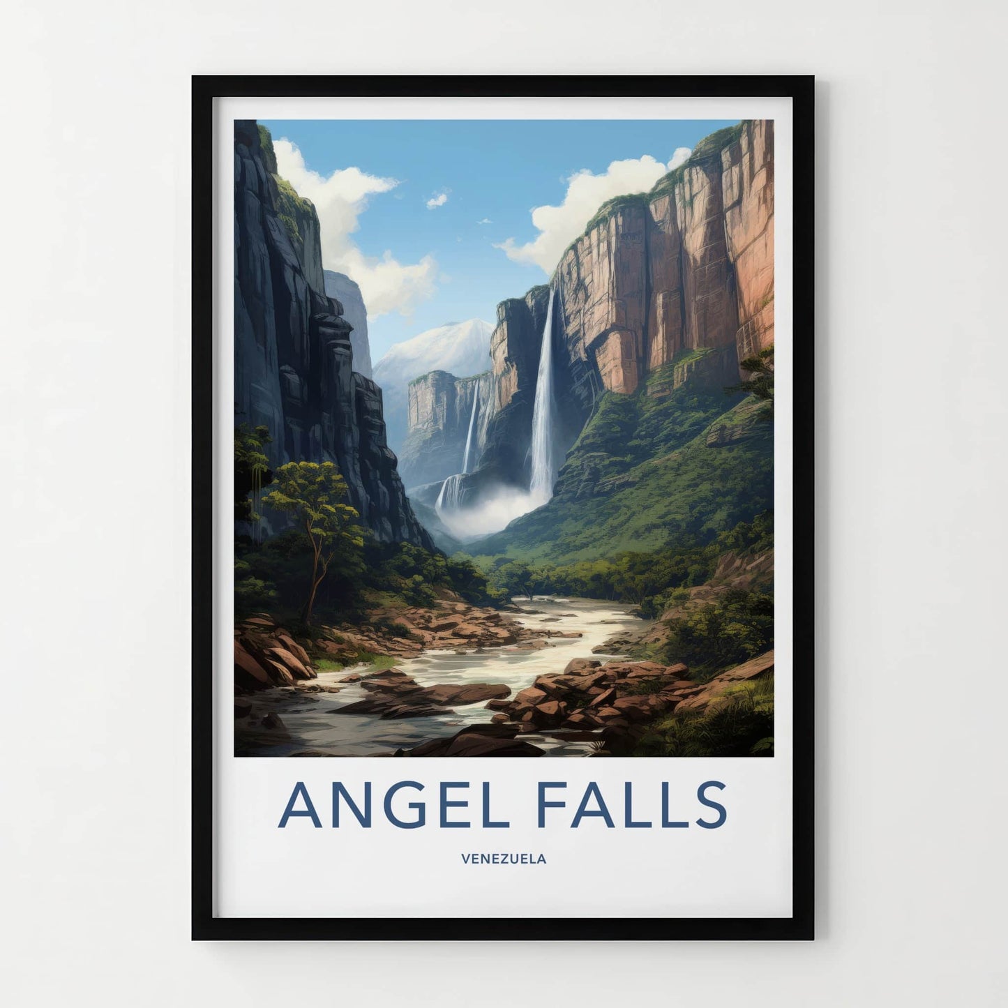 Angel Falls Poster - Venezuela Travel Art - Towering Cliffs Waterfalls Home Decor