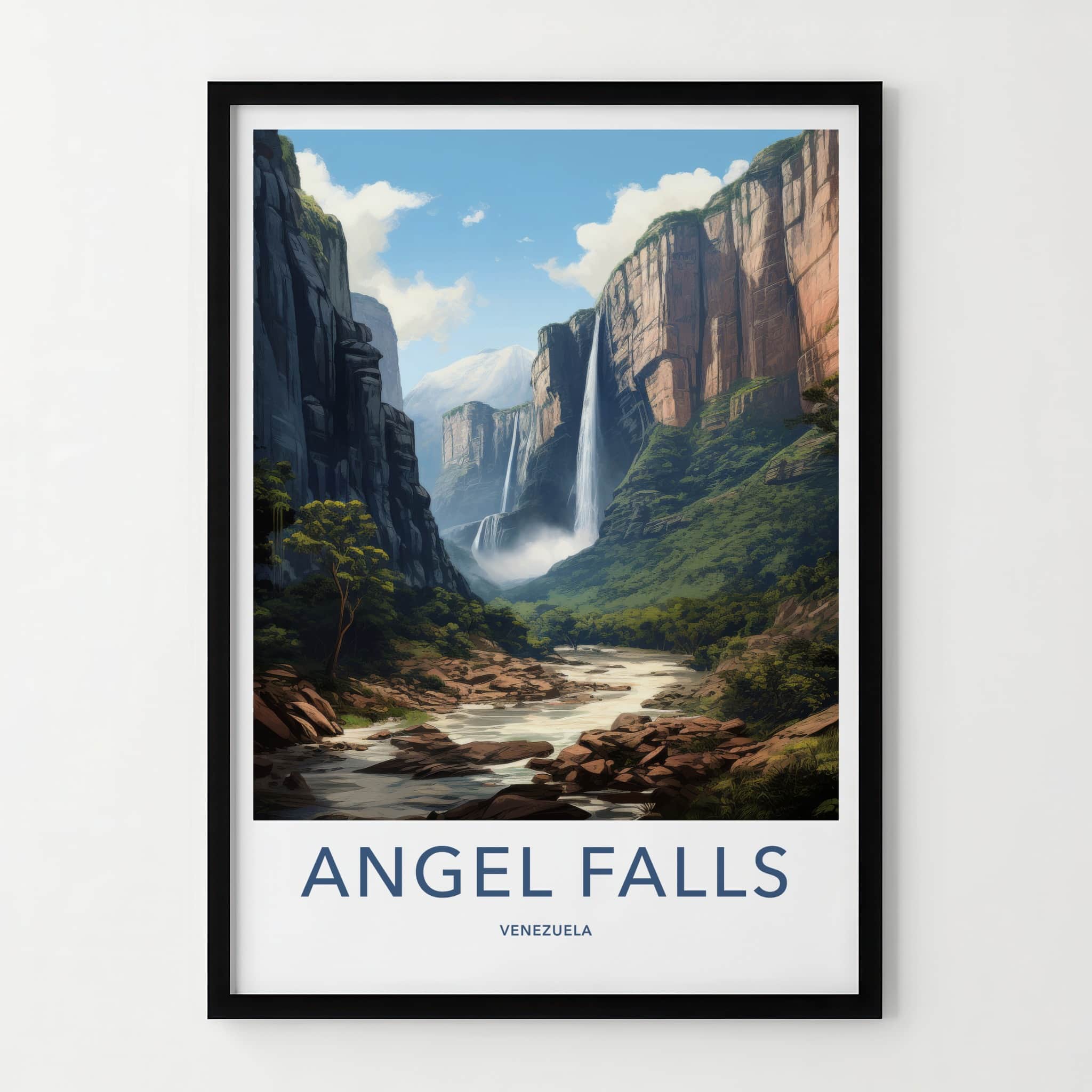 Angel Falls Poster - Venezuela Travel Art - Towering Cliffs Waterfalls Home Decor