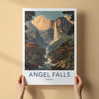 Angel Falls Poster - Venezuela Travel Illustration - Misty Mountain Falls Home Decor