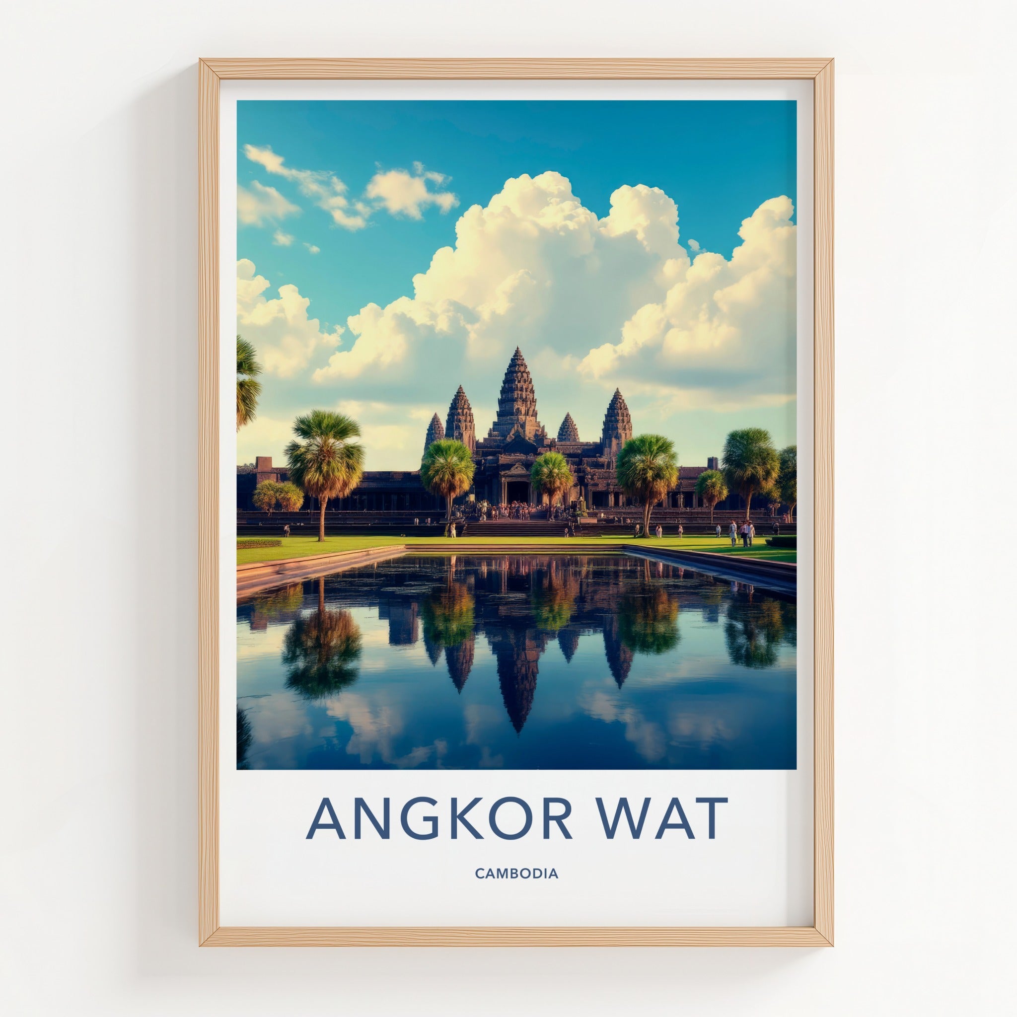 Angkor Wat Poster - Cambodia Travel Art - Ancient Temple Reflection Home Decor