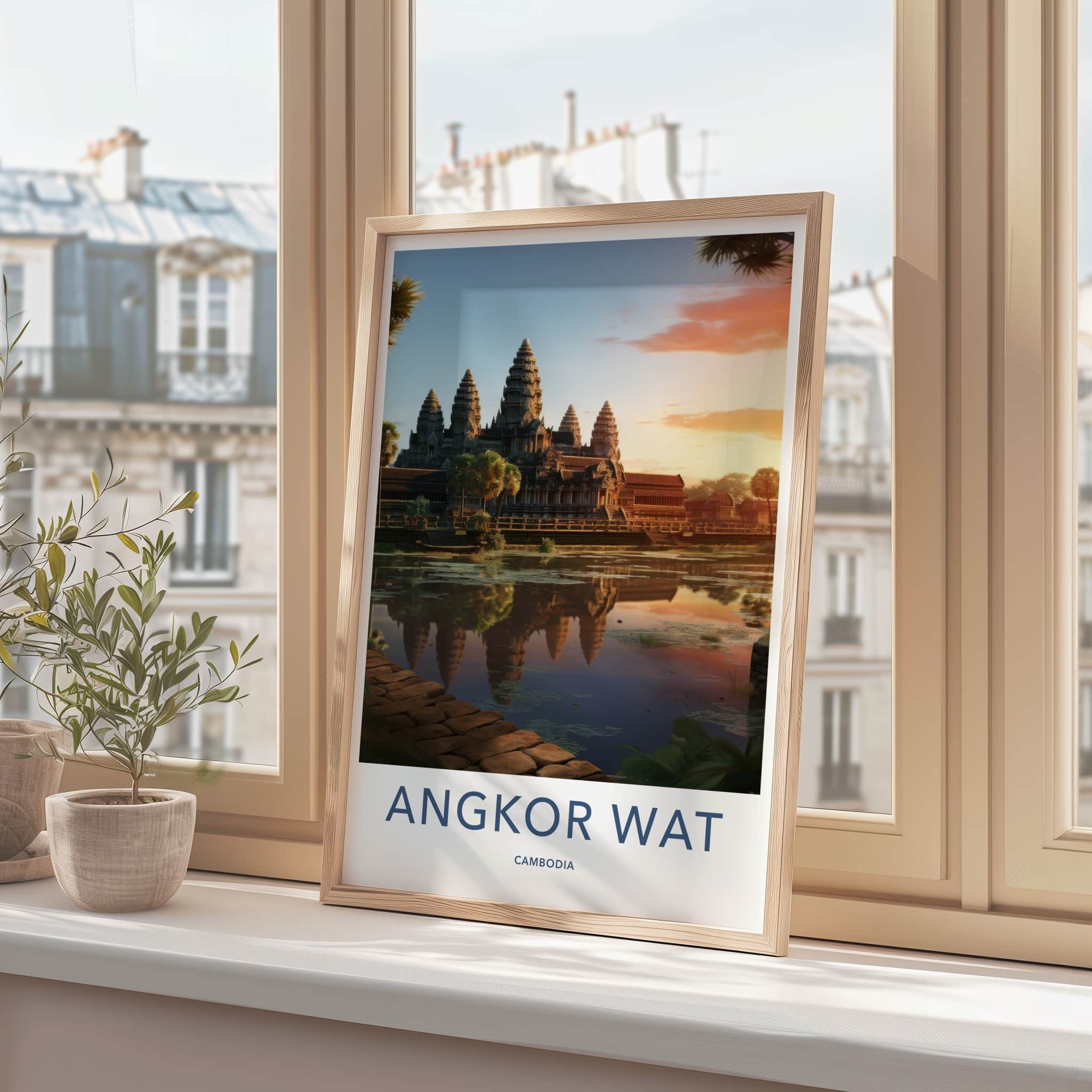 Angkor Wat Poster - Cambodia Travel Art - Ancient Temple Reflections Home Decor