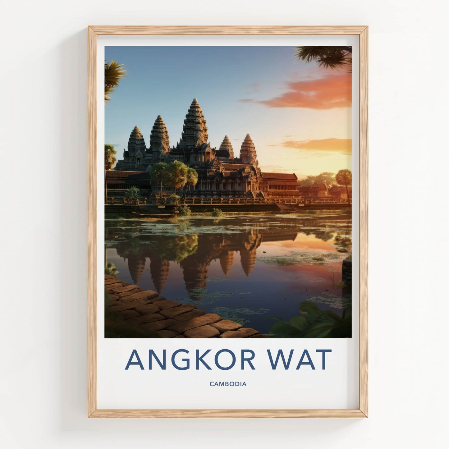 Angkor Wat Poster - Cambodia Travel Art - Ancient Temple Reflections Home Decor