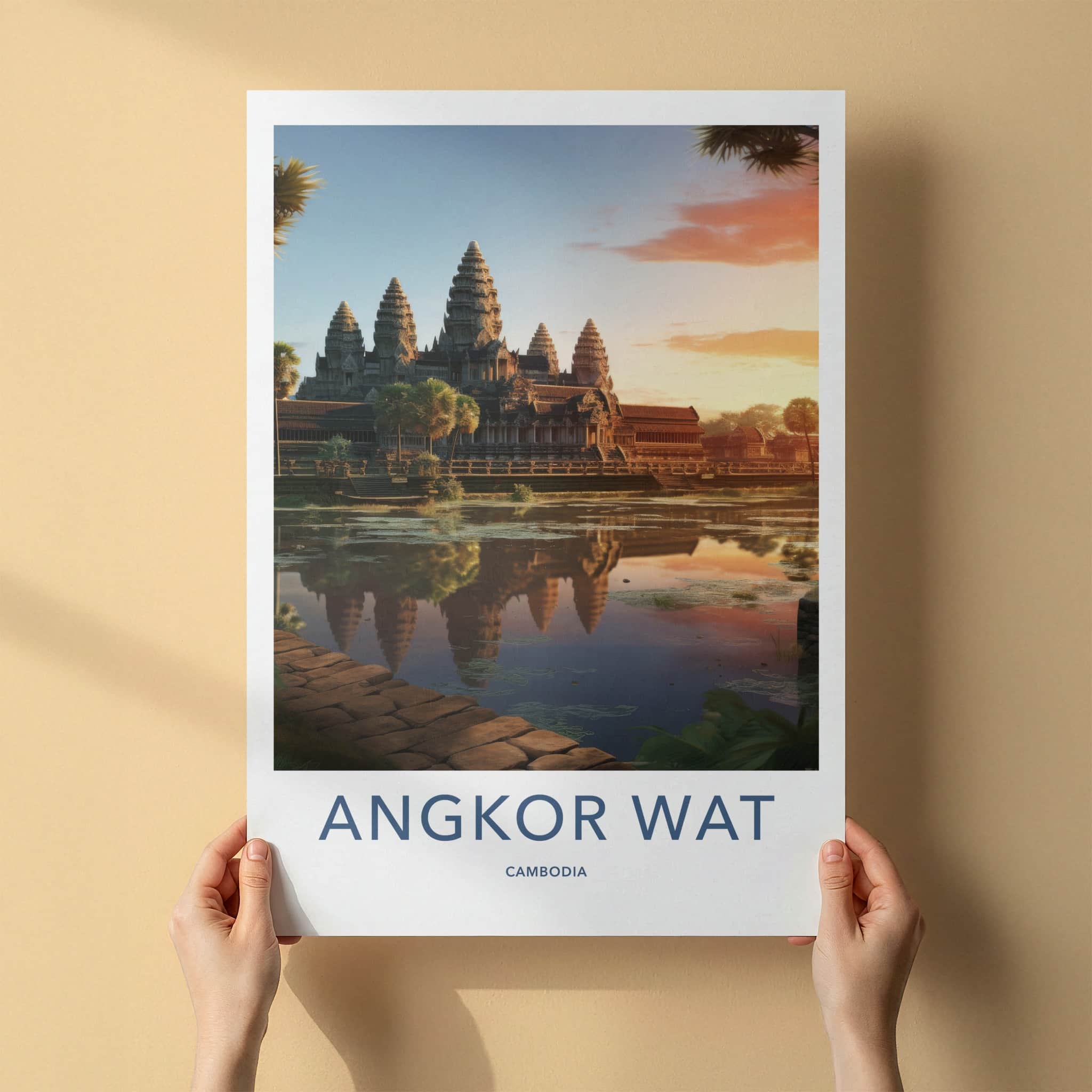 Angkor Wat Poster - Cambodia Travel Art - Ancient Temple Reflections Home Decor