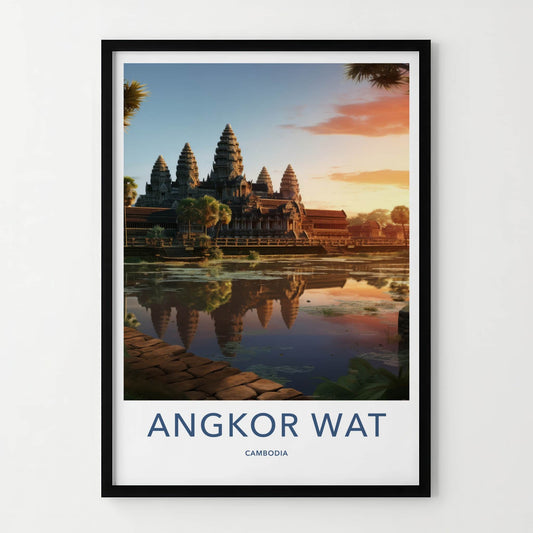 Angkor Wat Poster - Cambodia Travel Art - Ancient Temple Reflections Home Decor