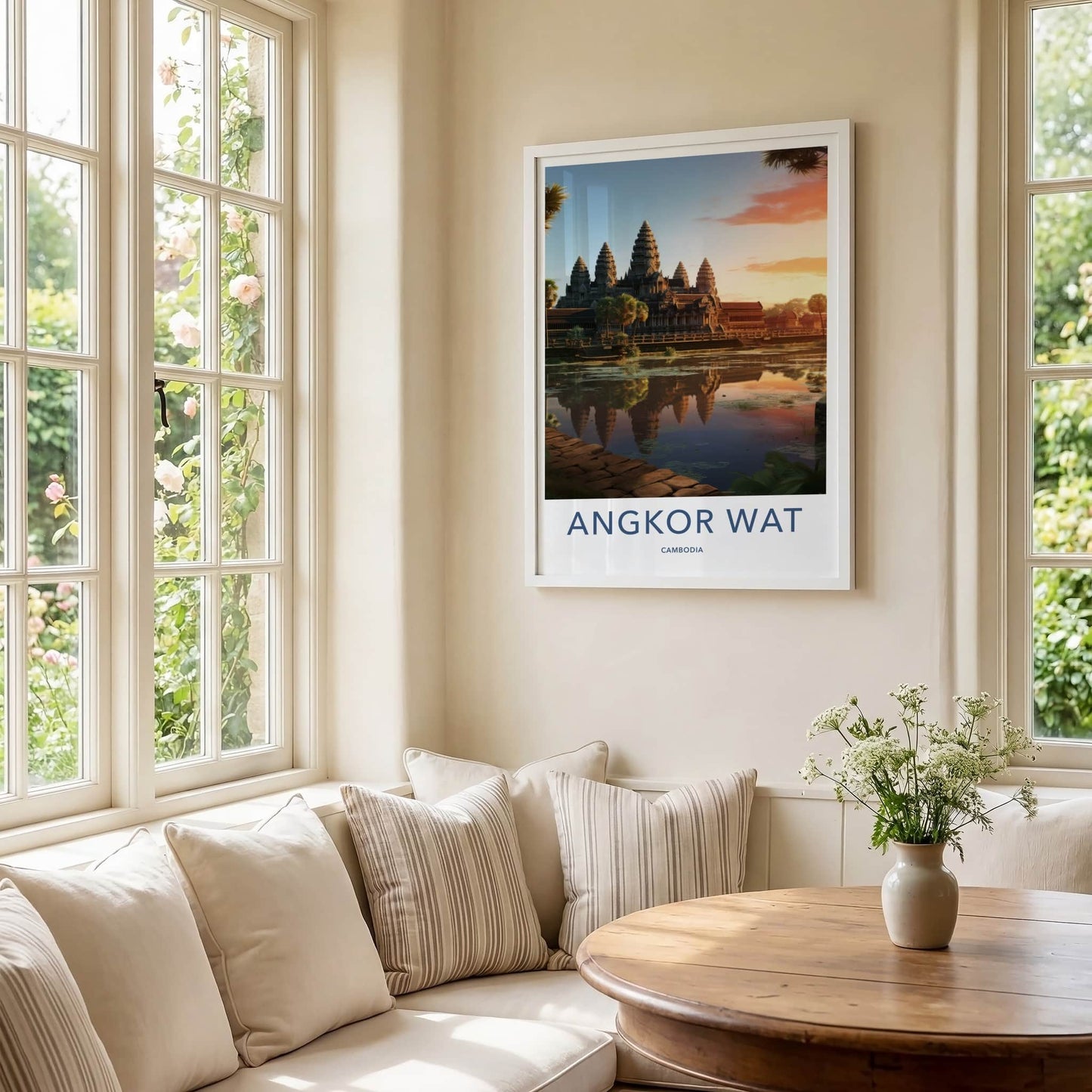 Angkor Wat Poster - Cambodia Travel Art - Ancient Temple Reflections Home Decor