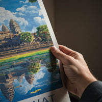Angkor Wat Poster - Cambodia Travel Art - Temple Water Reflection Home Decor