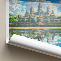Angkor Wat Poster - Cambodia Wall Art - Temple Water Reflection Home Decor