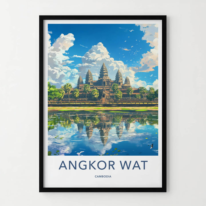 Angkor Wat Poster - Cambodia Wall Art - Temple Water Reflection Home Decor