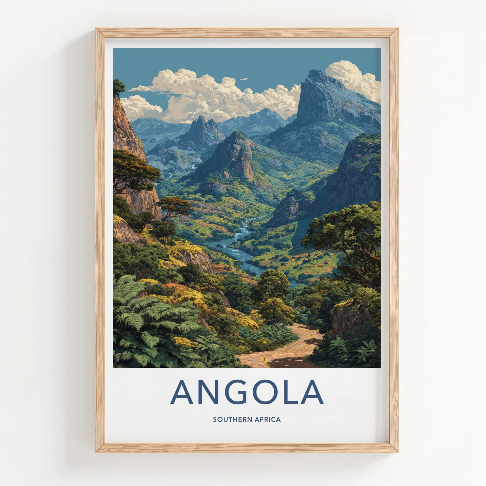 Angola Poster - Africa Framed Print - Winding River Landscape Lounge Decor