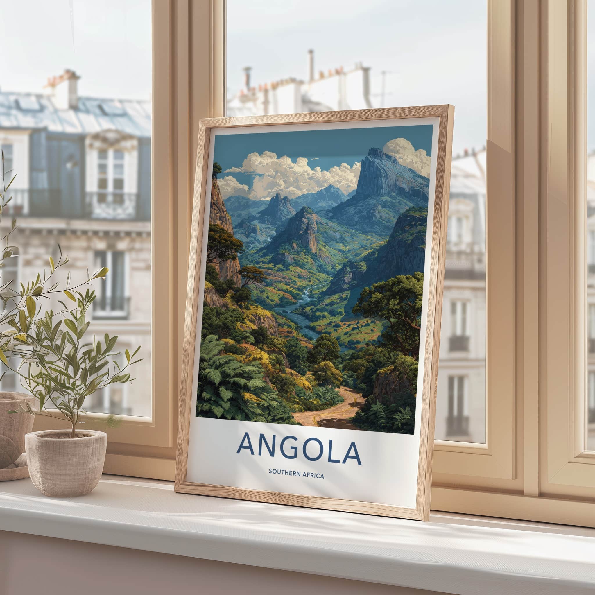 Angola Poster - Africa Framed Print - Winding River Landscape Lounge Decor