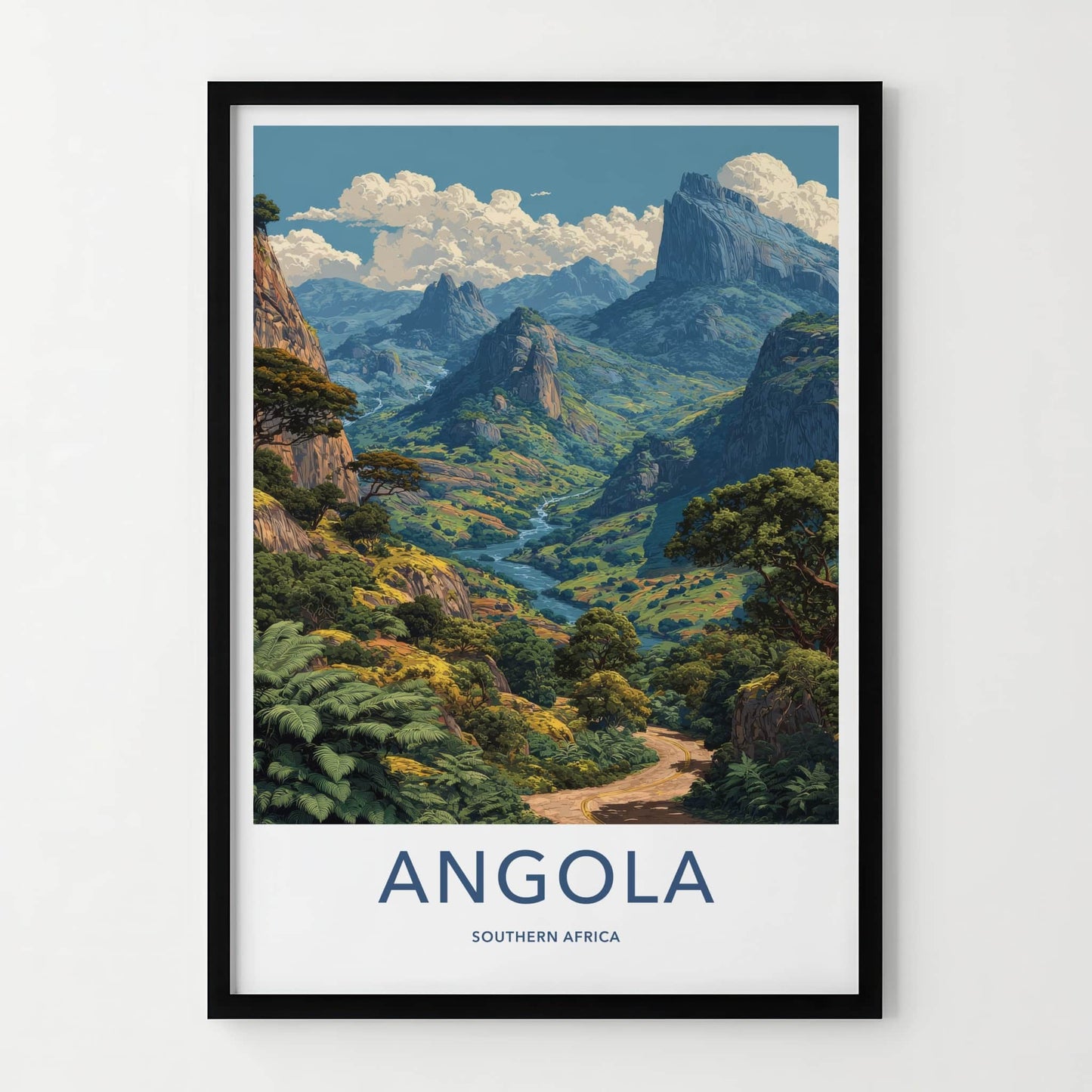 Angola Poster - Africa Framed Print - Winding River Landscape Lounge Decor