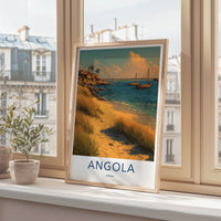 Angola Poster - Africa Travel Art - Coastal Village Boats Wall Decor