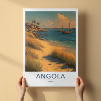 Angola Poster - Africa Travel Art - Coastal Village Boats Wall Decor