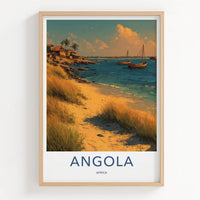 Angola Poster - Africa Travel Art - Coastal Village Boats Wall Decor