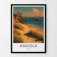 Angola Poster - Africa Travel Art - Coastal Village Boats Wall Decor