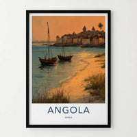 Angola Poster - Africa Travel Art - Coastal Village Sunset Home Decor