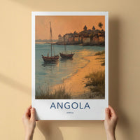 Angola Poster - Africa Travel Art - Coastal Village Sunset Home Decor