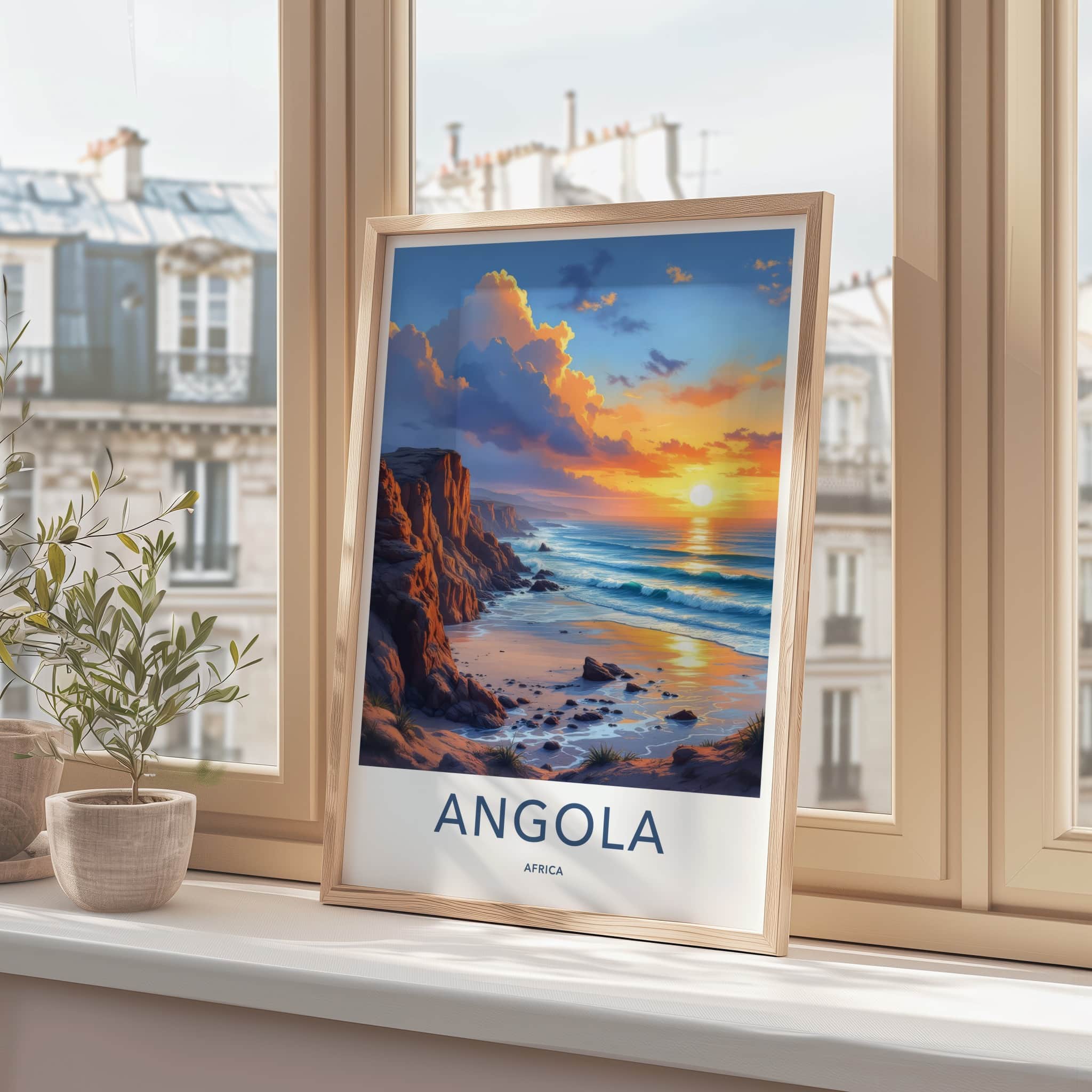 Angola Poster - Africa Travel Art - Golden Ocean Cliffs Wall Decor