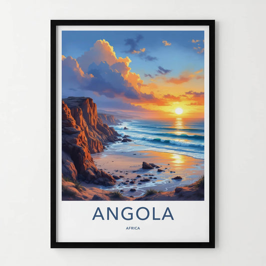 Angola Poster - Africa Travel Art - Golden Ocean Cliffs Wall Decor