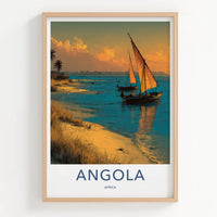Angola Poster - Africa Travel Art - Golden Sunset Sailboats Home Decor