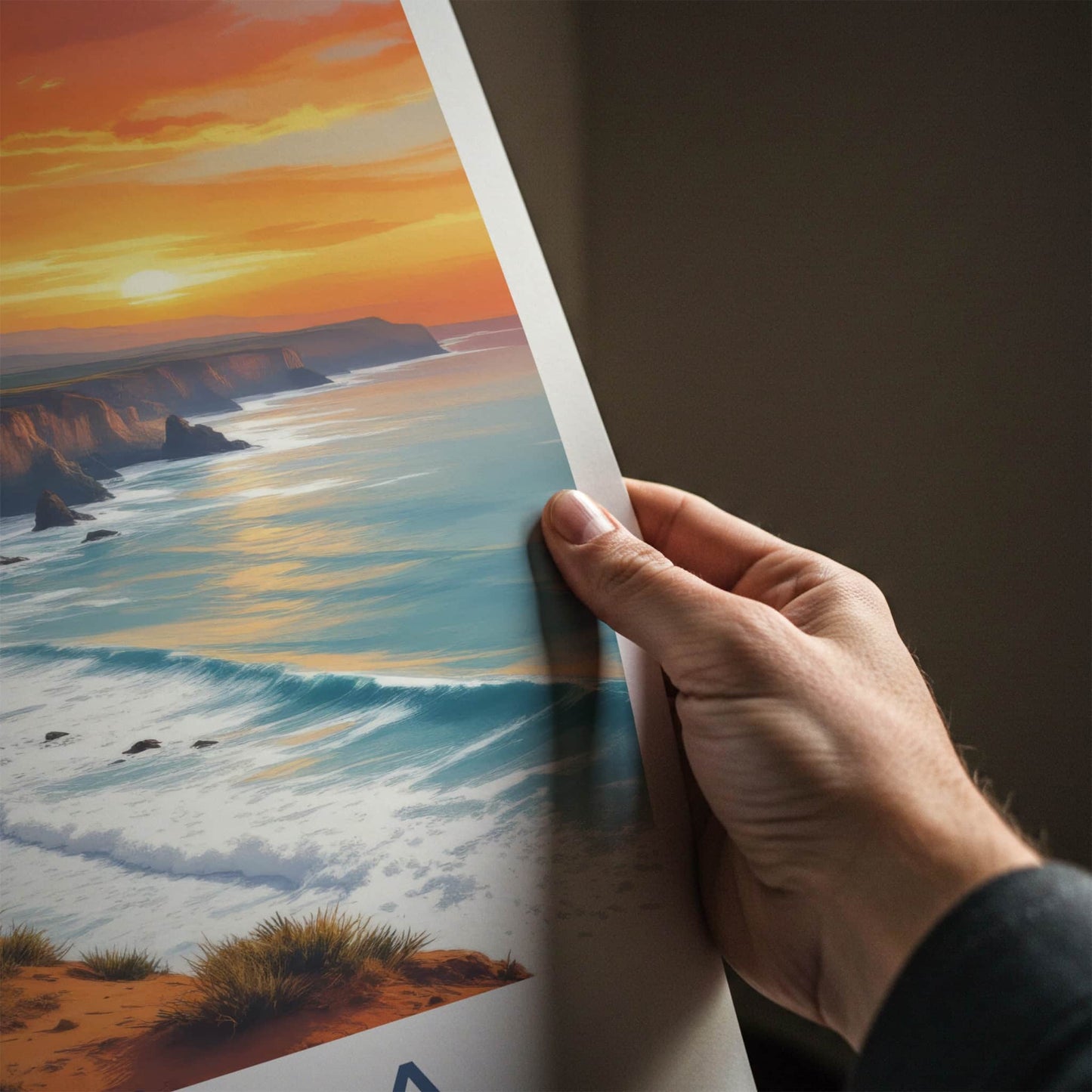Angola Poster - Africa Travel Art - Orange Cliffside Waves Wall Decor