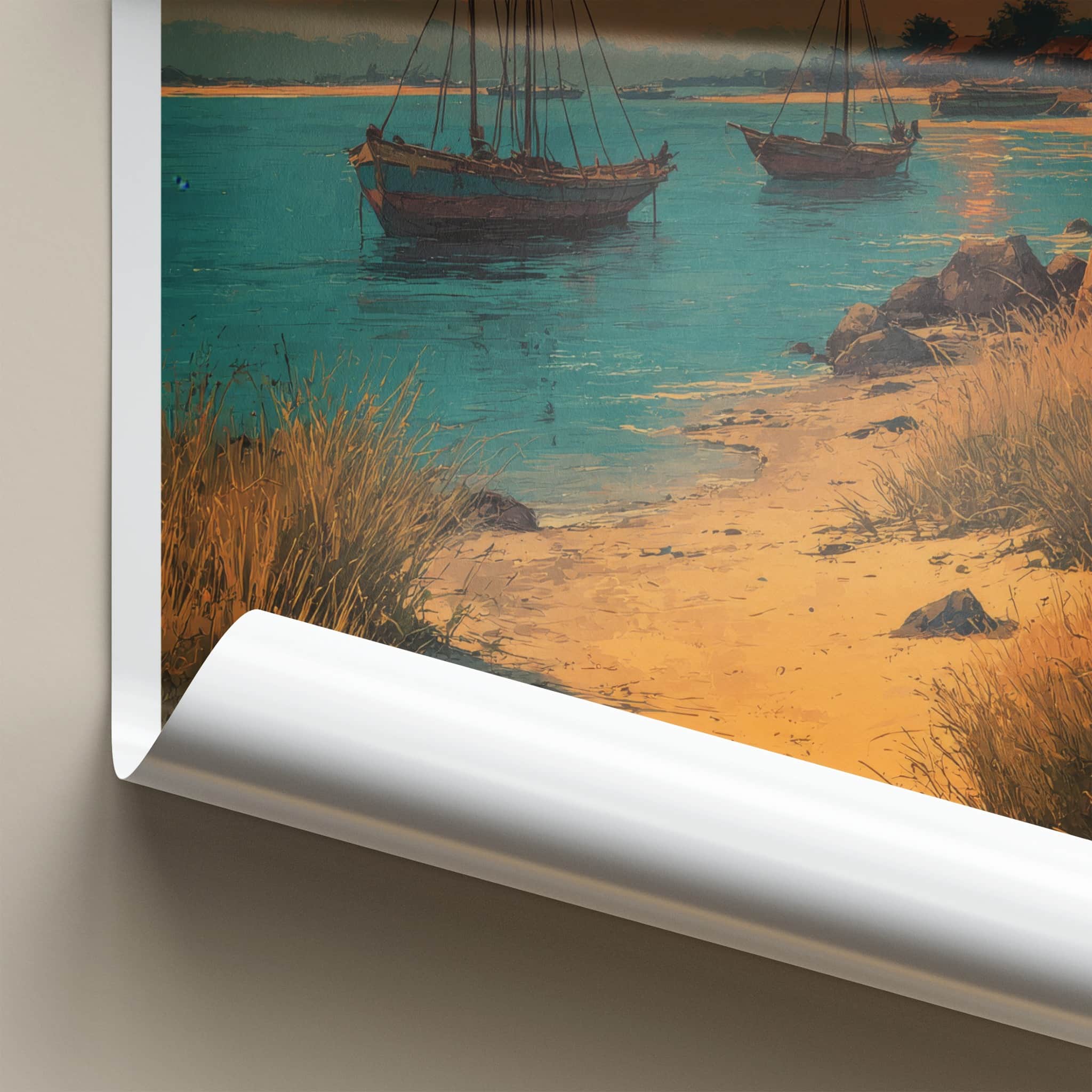 Angola Poster - Africa Travel Art - Orange Sky Boats Home Decor