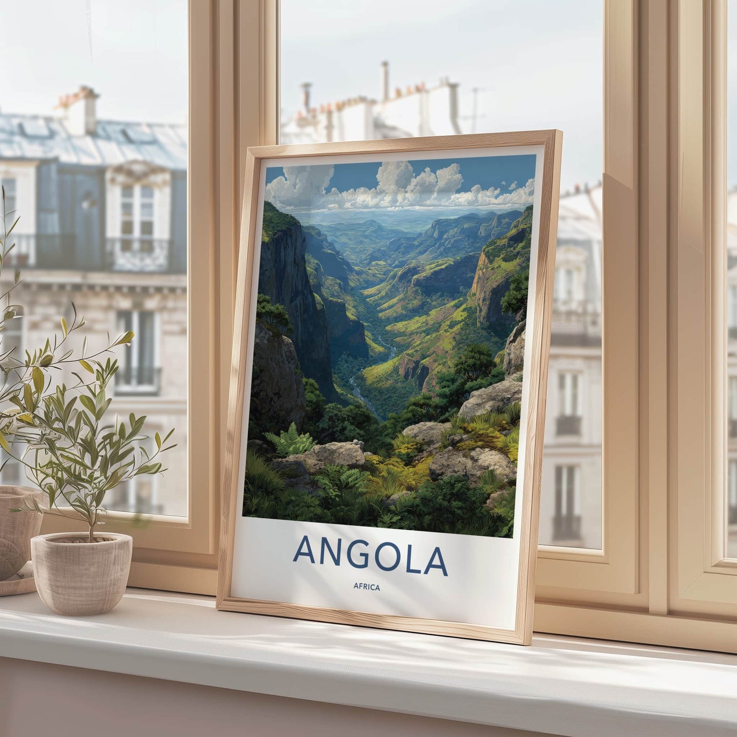 Angola Poster - Africa Travel Art - Winding River Valley Home Decor