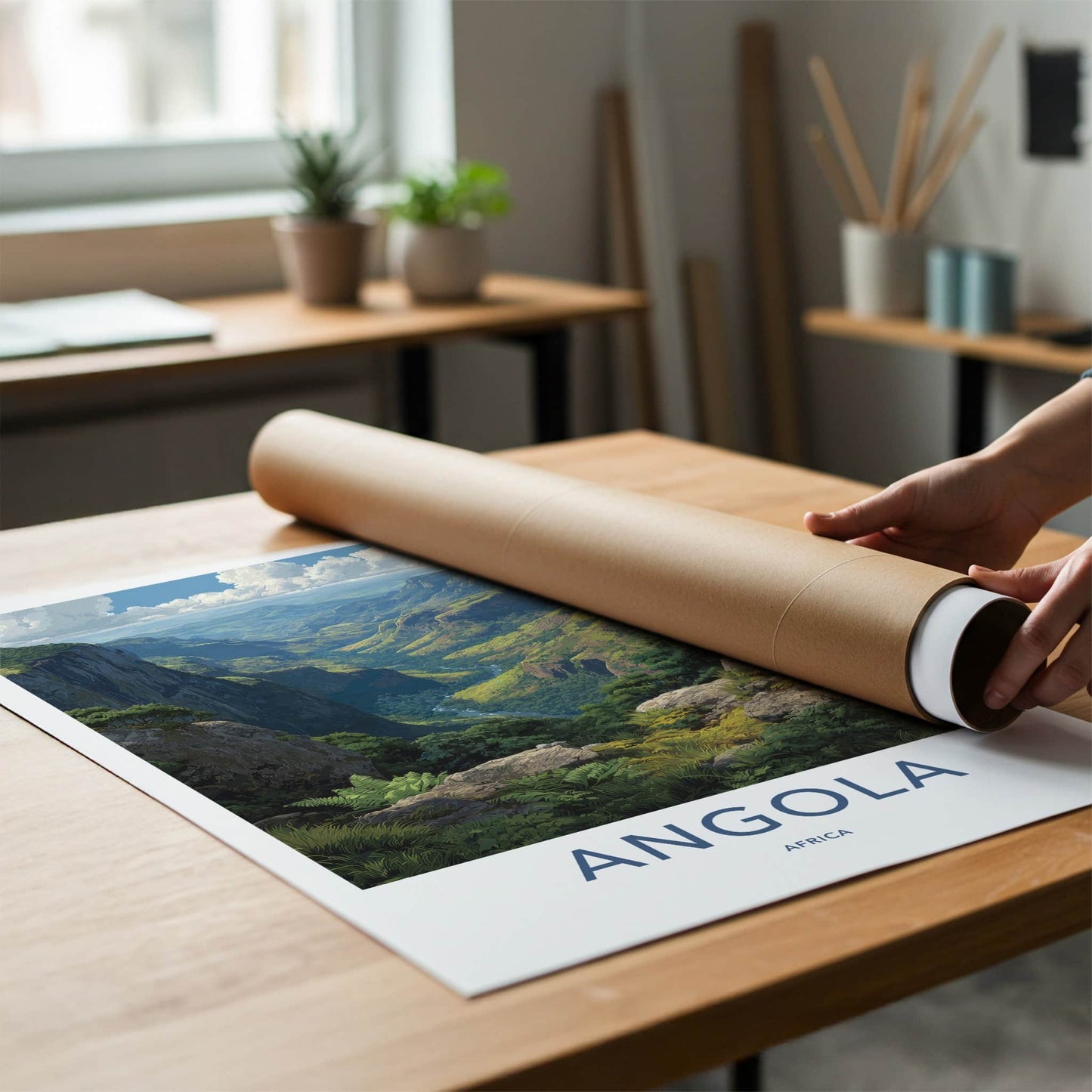 Angola Poster - Africa Travel Art - Winding River Valley Home Decor