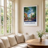 Ann Arbor Poster - Michigan Travel Art - Urban Cityscape Tower Home Decor