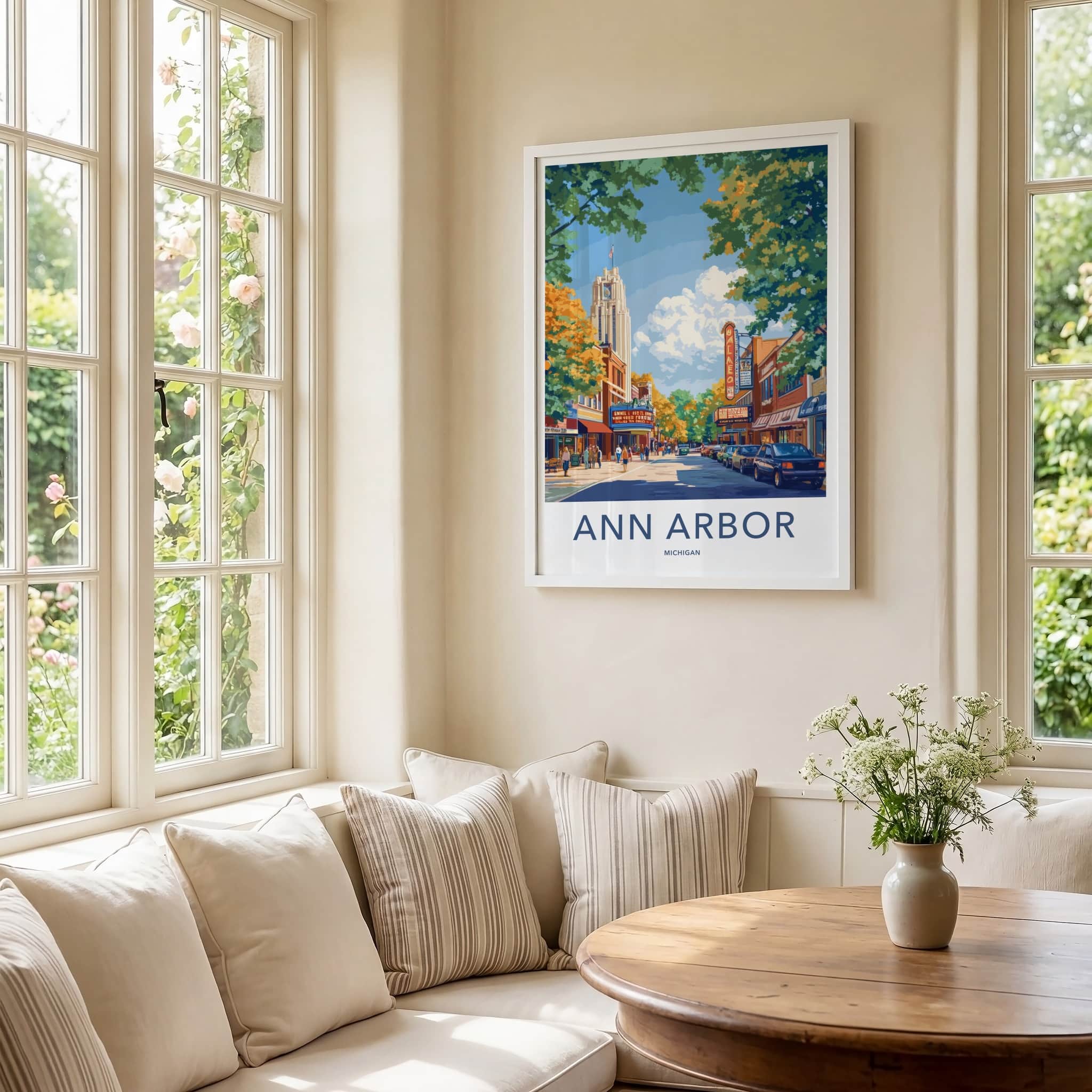 Ann Arbor Poster - Michigan Wall Art - Downtown Theater Street Home Decor