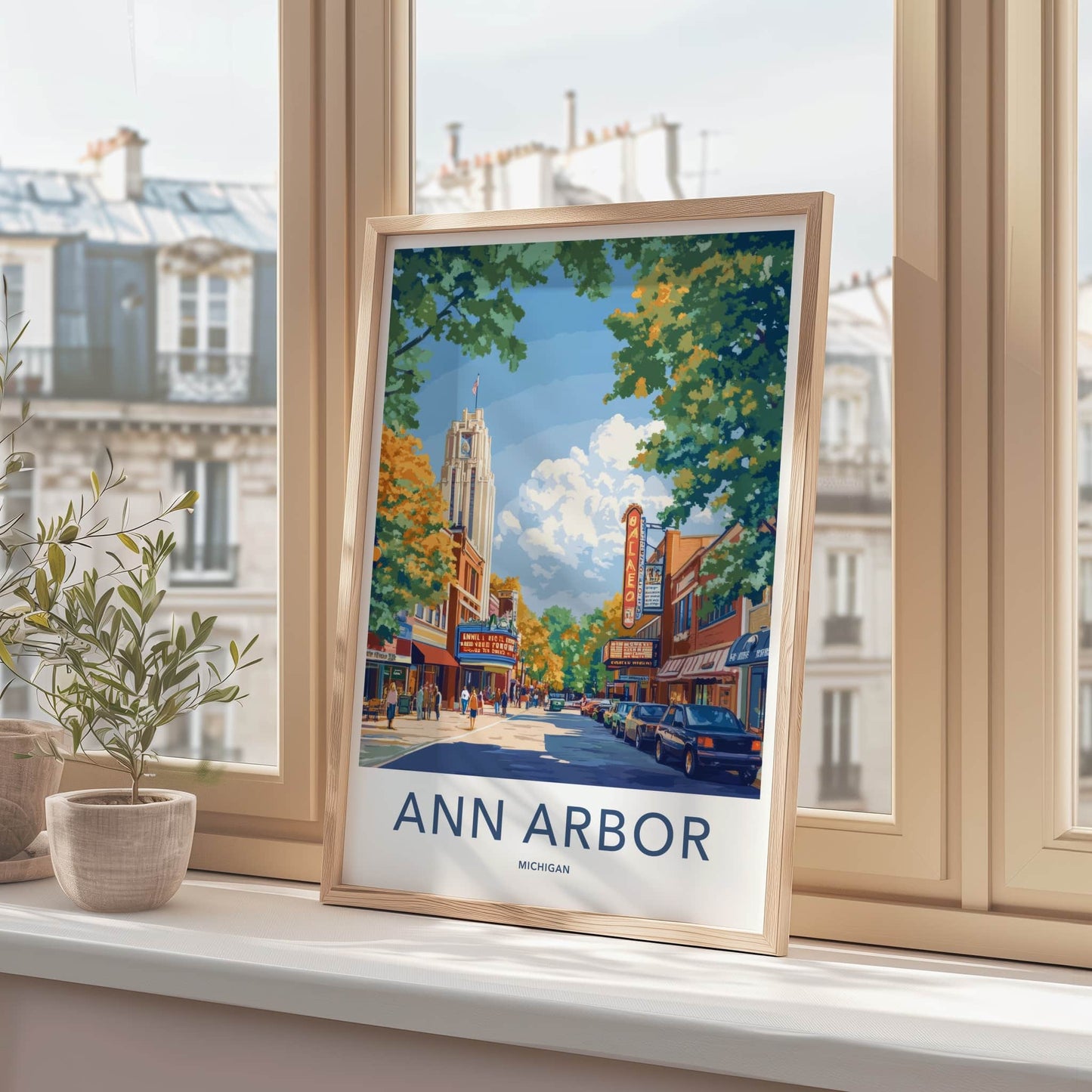 Ann Arbor Poster - Michigan Wall Art - Downtown Theater Street Home Decor