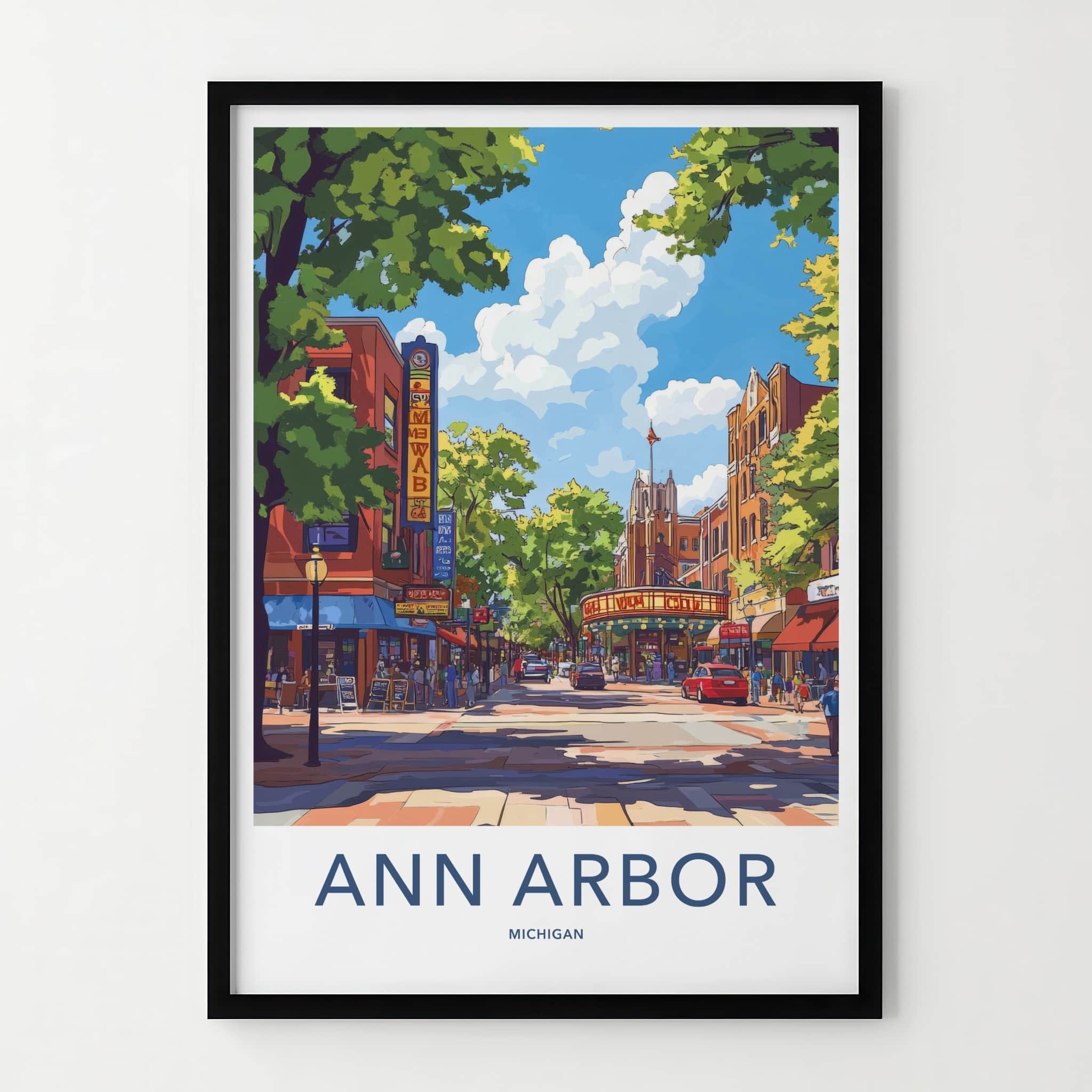 Ann Arbor Poster - Michigan Wall Art - Lively Urban Street Home Decor