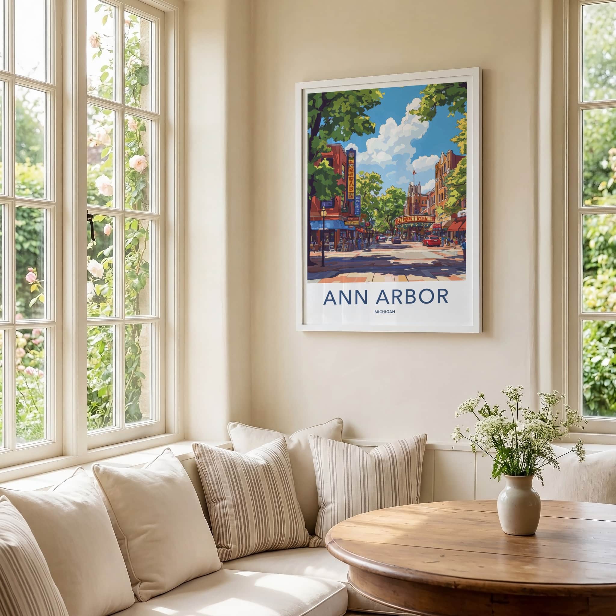 Ann Arbor Poster - Michigan Wall Art - Lively Urban Street Home Decor