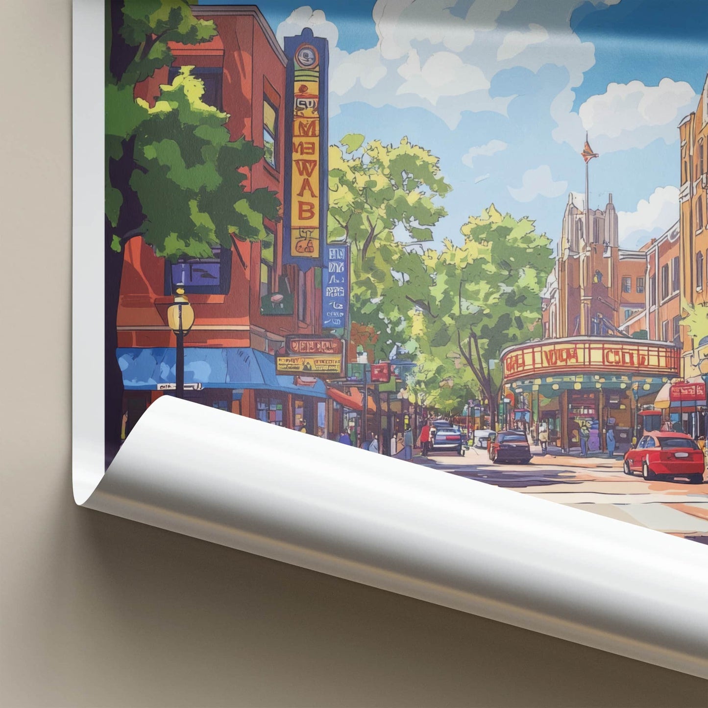 Ann Arbor Poster - Michigan Wall Art - Lively Urban Street Home Decor