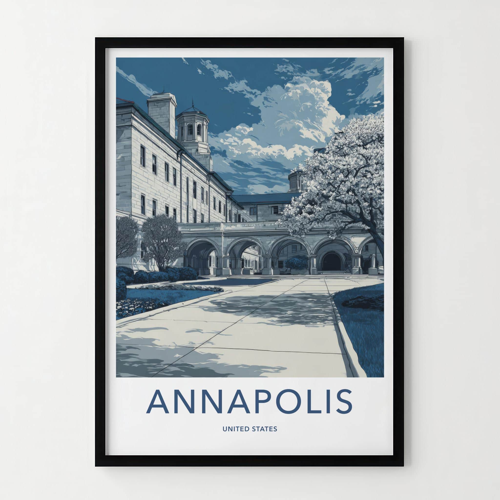 Annapolis Poster - Maryland Art Print - Flowering Tree Arches Wall Decor
