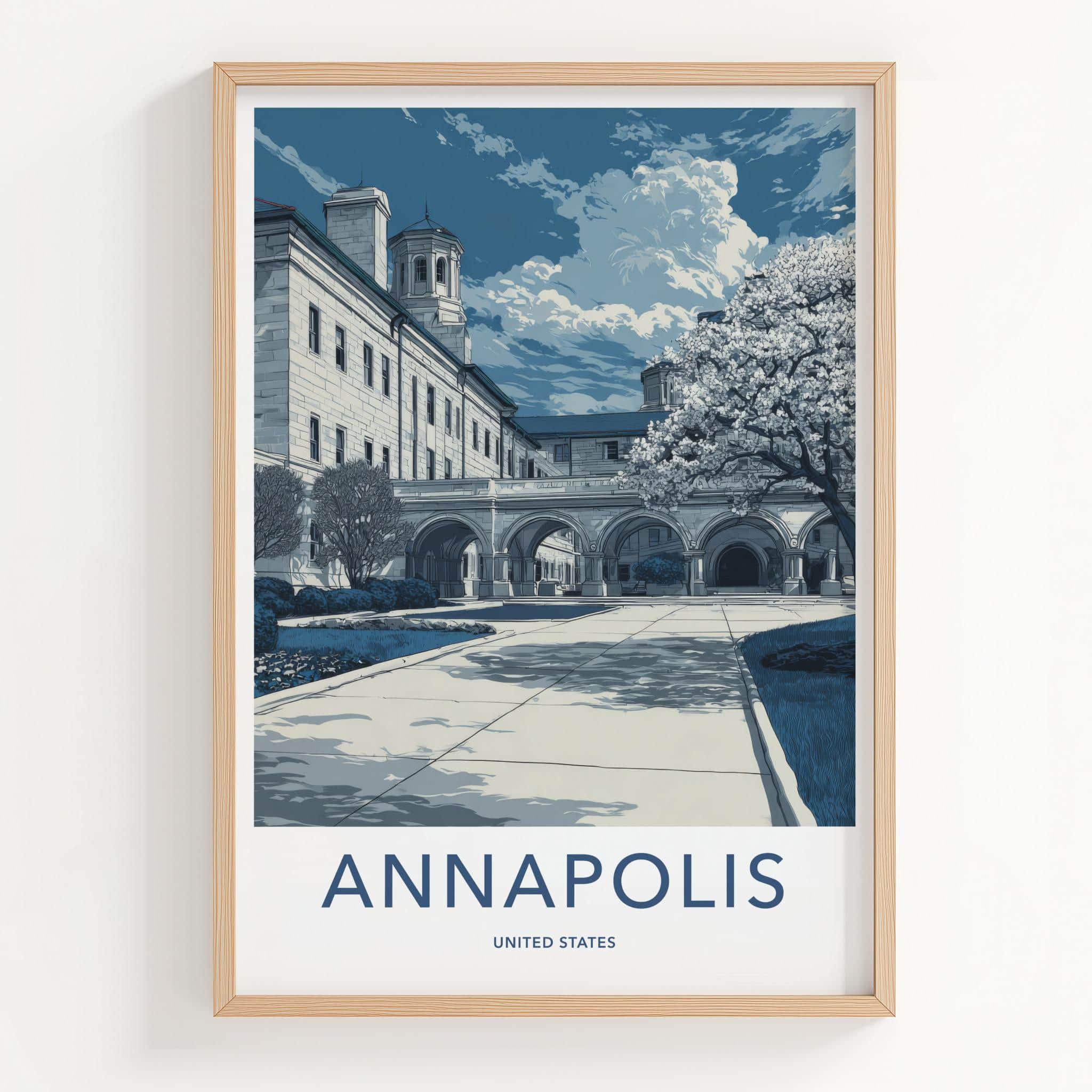 Annapolis Poster - Maryland Art Print - Flowering Tree Arches Wall Decor