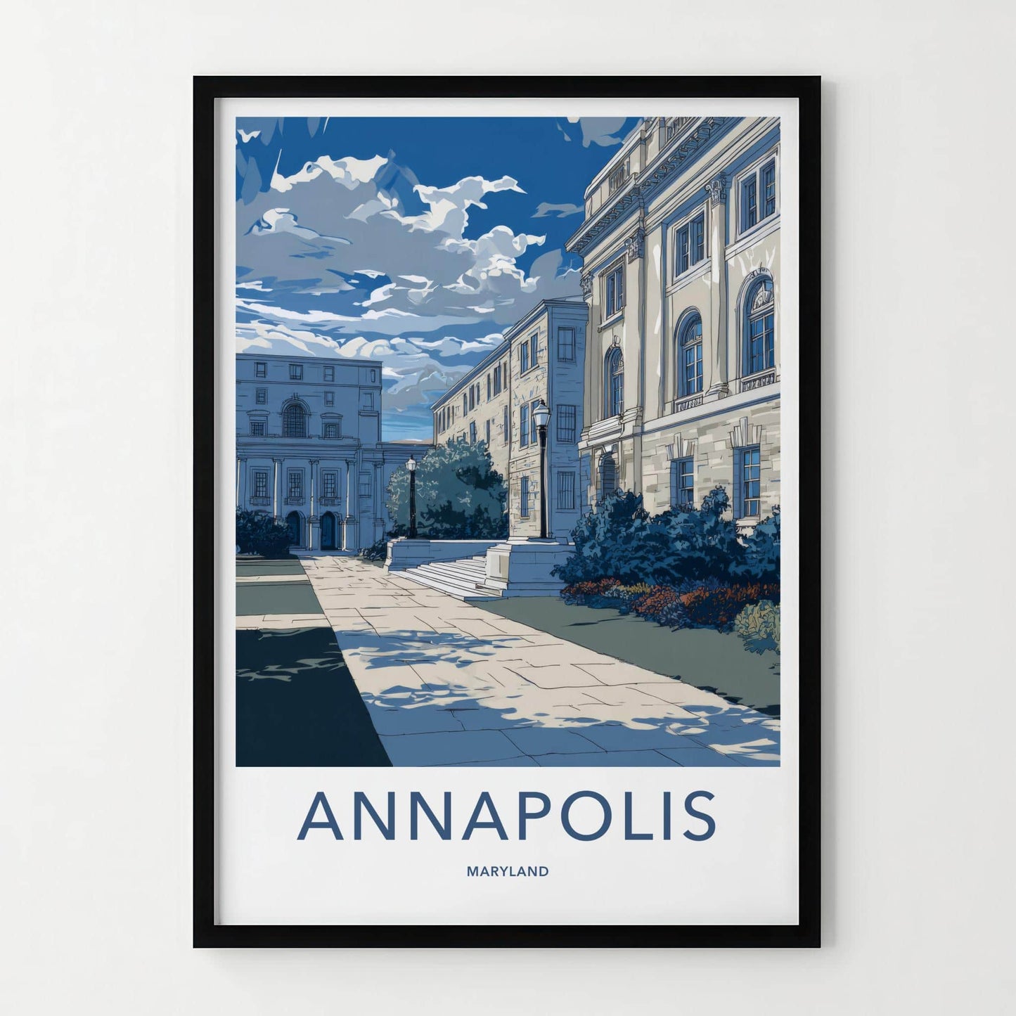 Annapolis Poster - Maryland Travel Art - Historic Campus Walkway Wall Decor