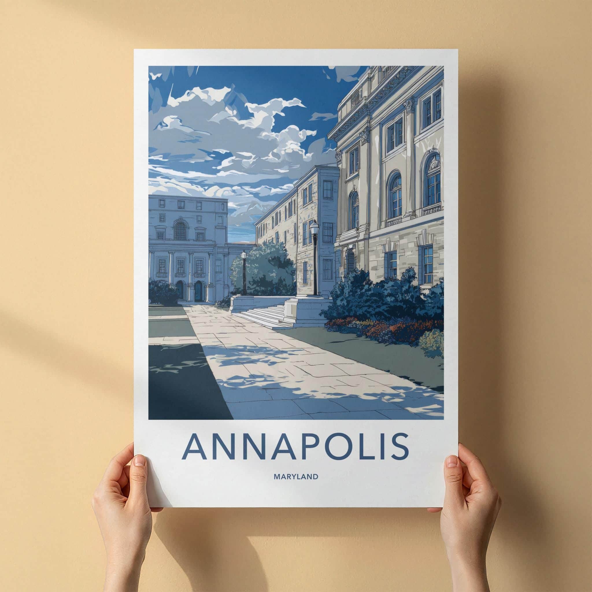 Annapolis Poster - Maryland Travel Art - Historic Campus Walkway Wall Decor