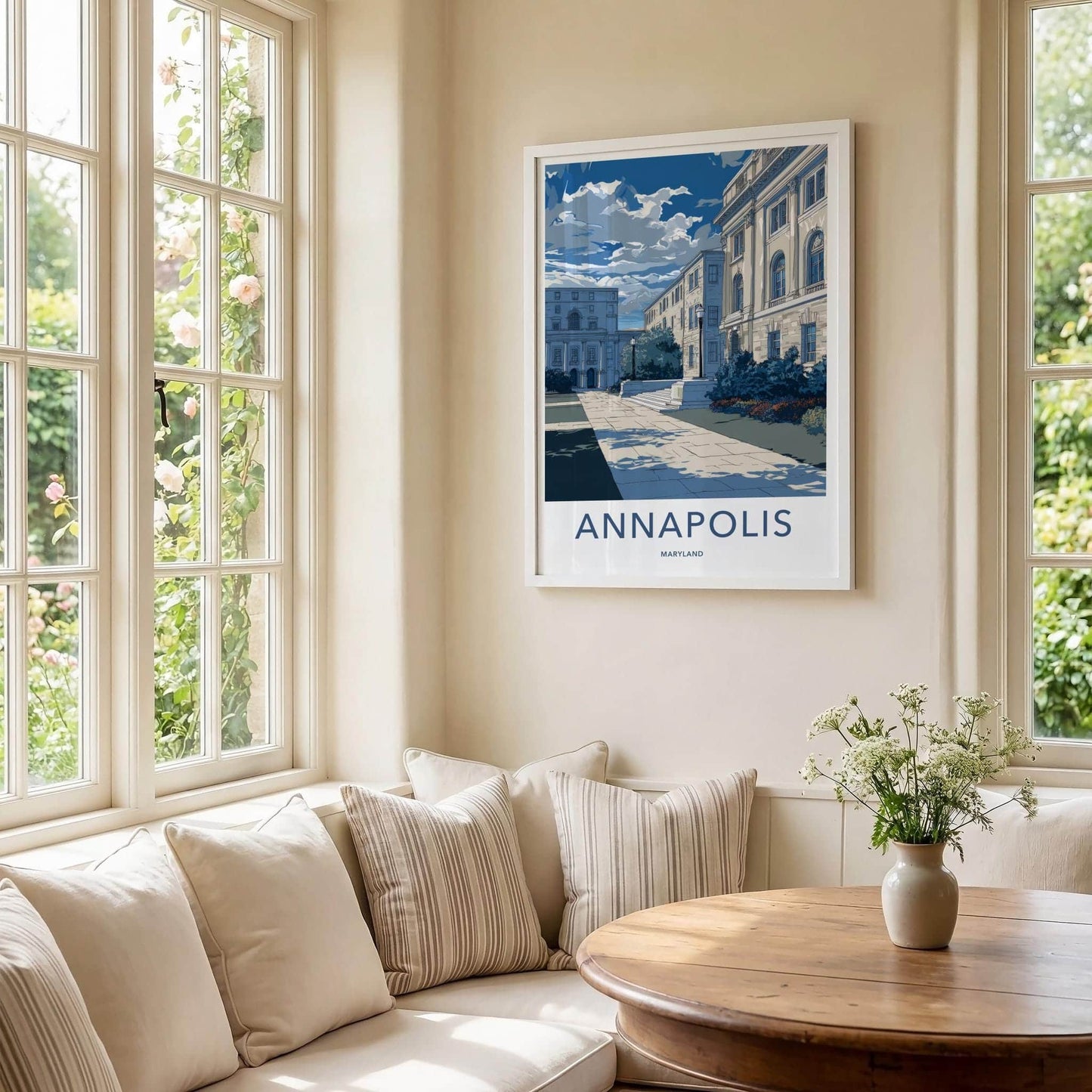 Annapolis Poster - Maryland Travel Art - Historic Campus Walkway Wall Decor