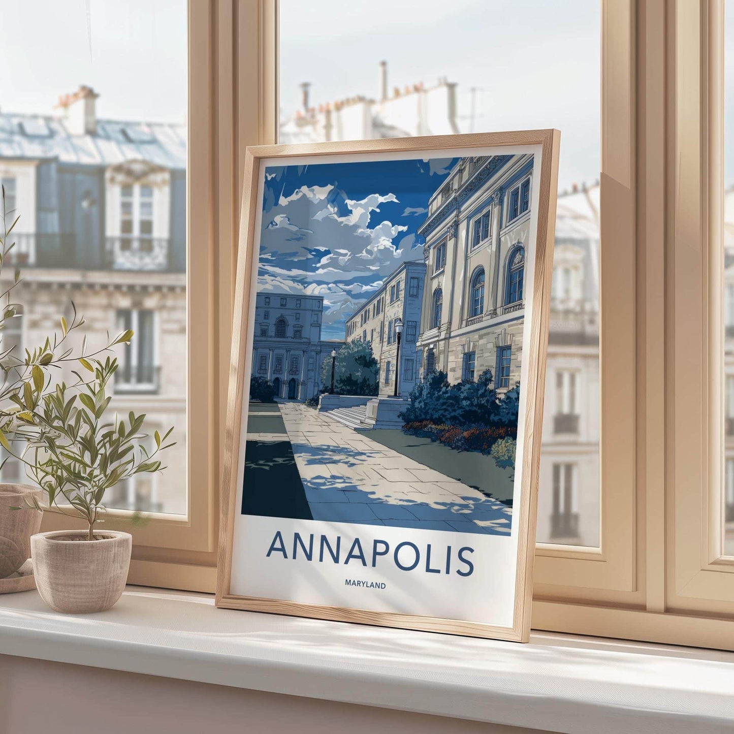 Annapolis Poster - Maryland Travel Art - Historic Campus Walkway Wall Decor