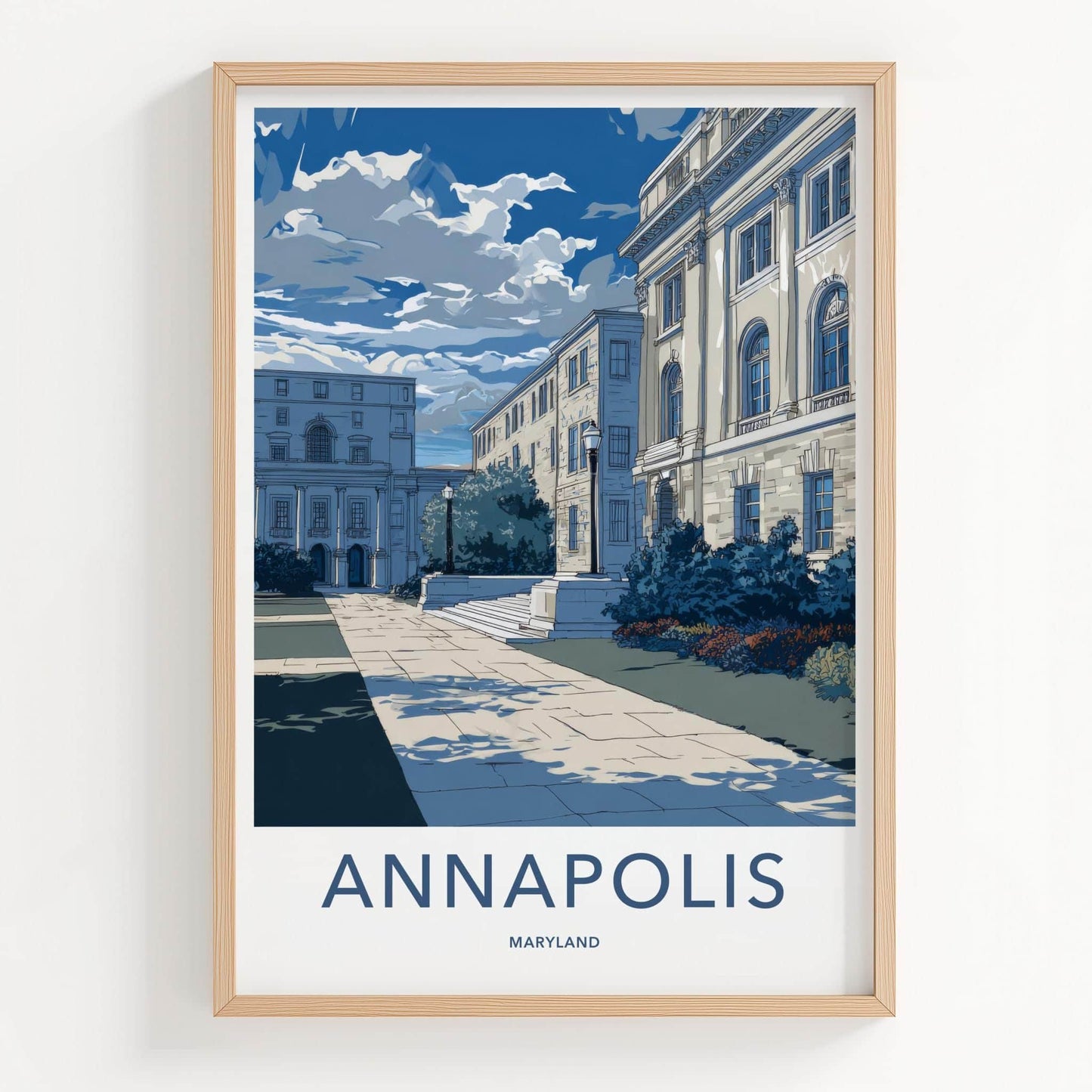 Annapolis Poster - Maryland Travel Art - Historic Campus Walkway Wall Decor