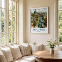 Annapolis Poster - Maryland Travel Illustration - Harbor Cityscape Wall Decor