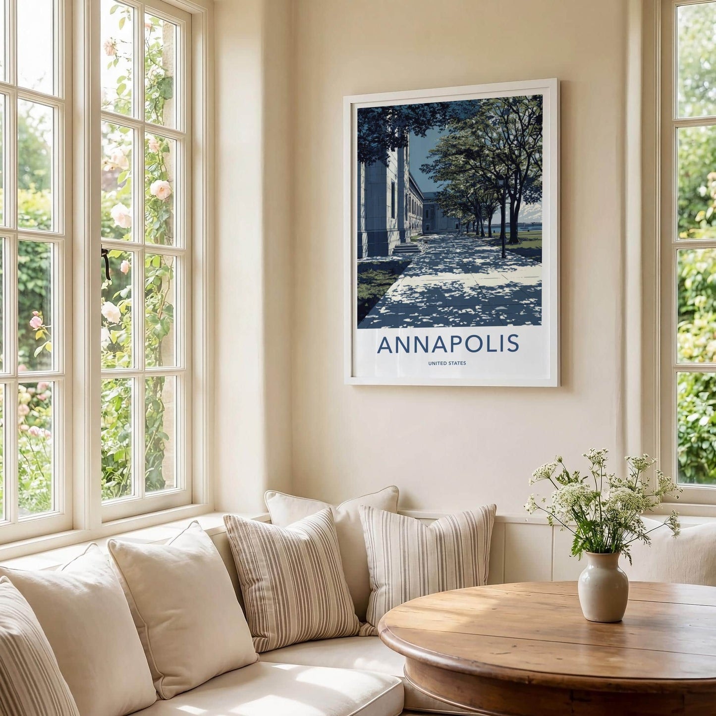 Annapolis Poster - Maryland Travel Illustration - Shaded Path Building Home Decor
