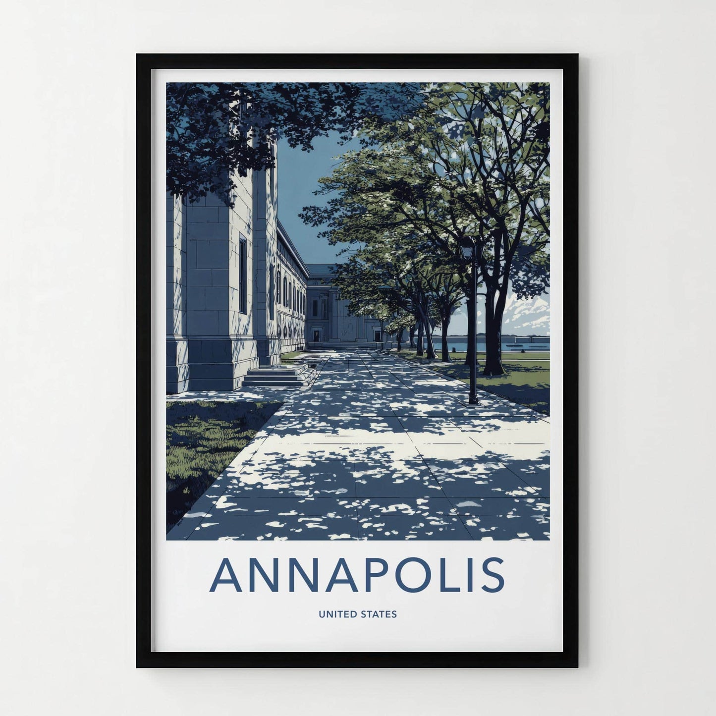 Annapolis Poster - Maryland Travel Illustration - Shaded Path Building Home Decor