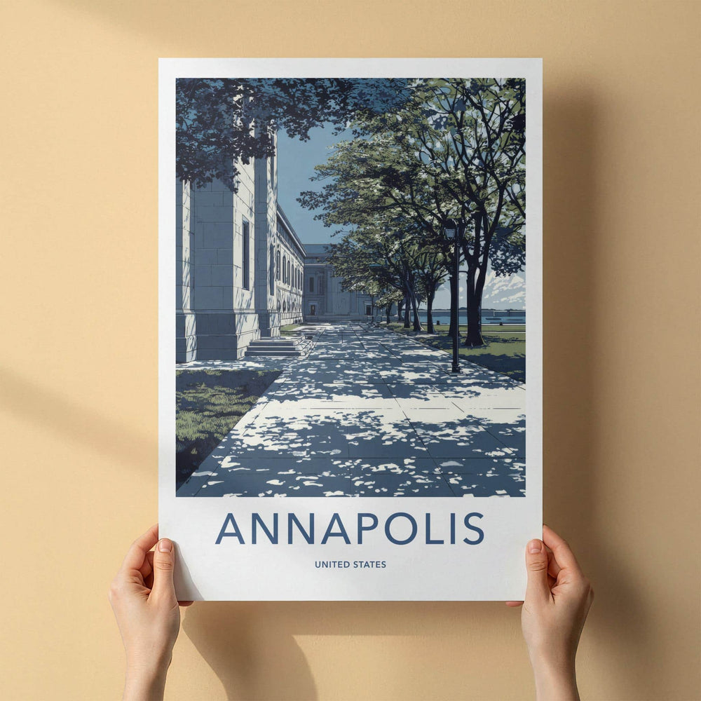Annapolis Poster - Maryland Travel Illustration - Shaded Path Building Home Decor