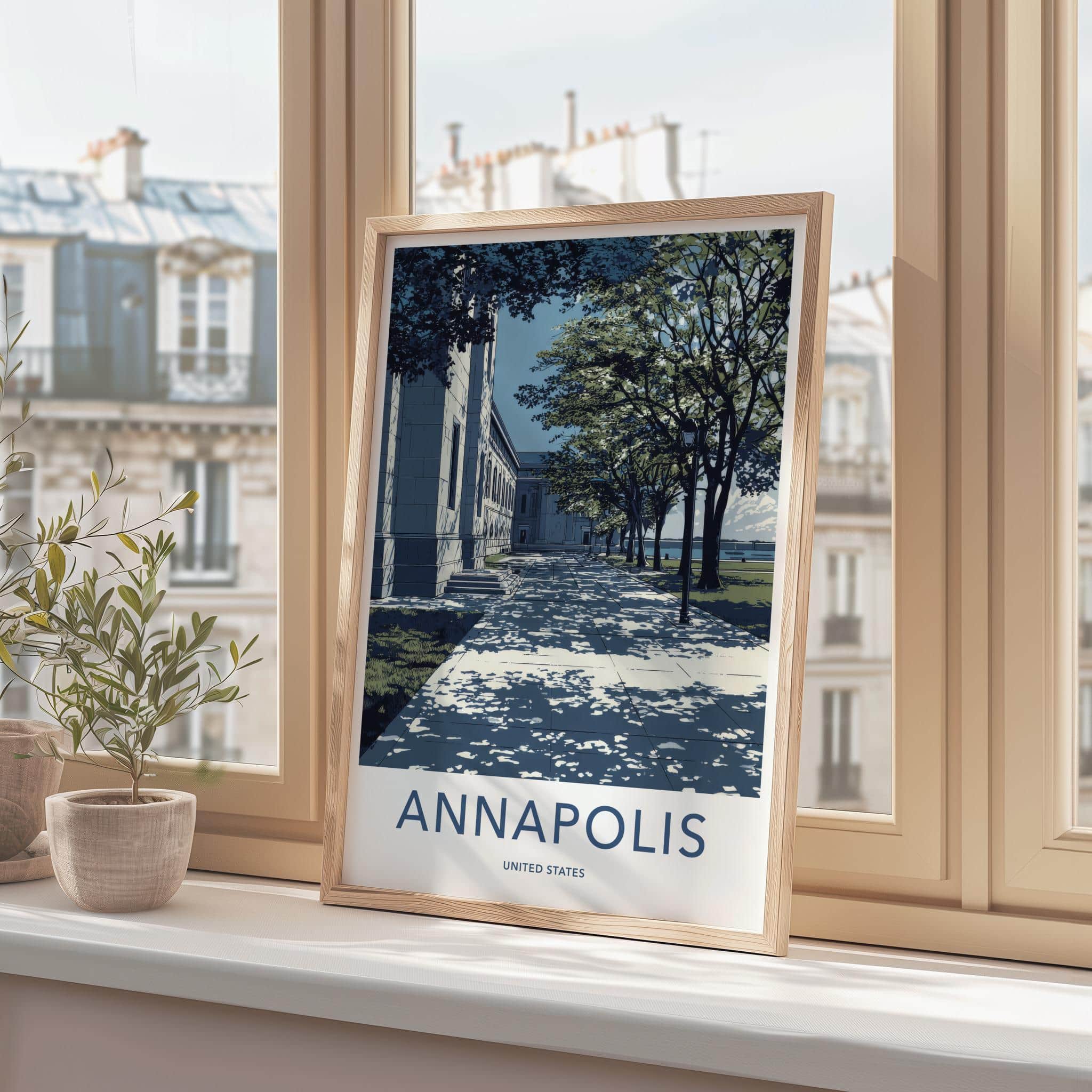 Annapolis Poster - Maryland Travel Illustration - Shaded Path Building Home Decor