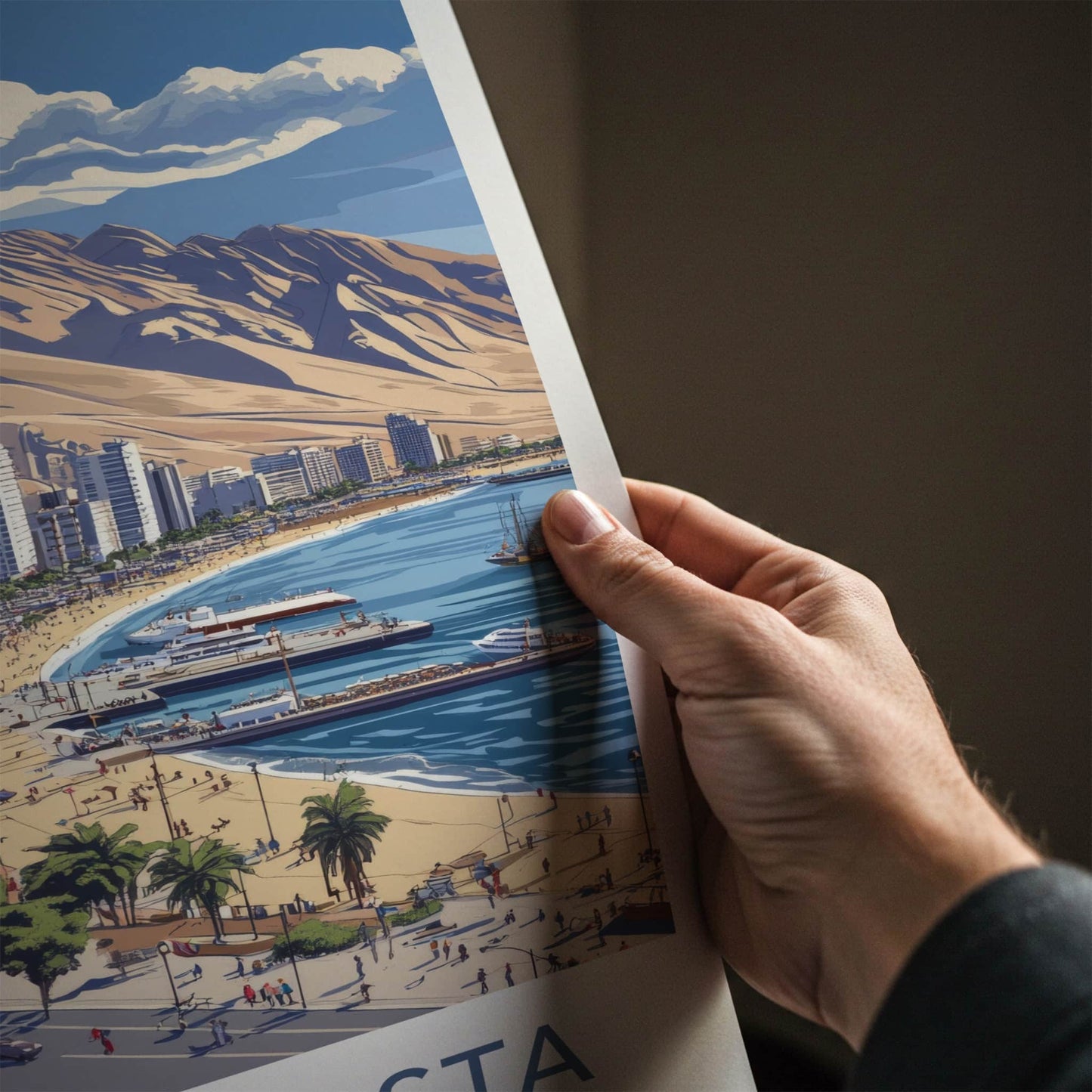 Antofagasta Poster - Chile Travel Art - Coastal City Scene Home Decor